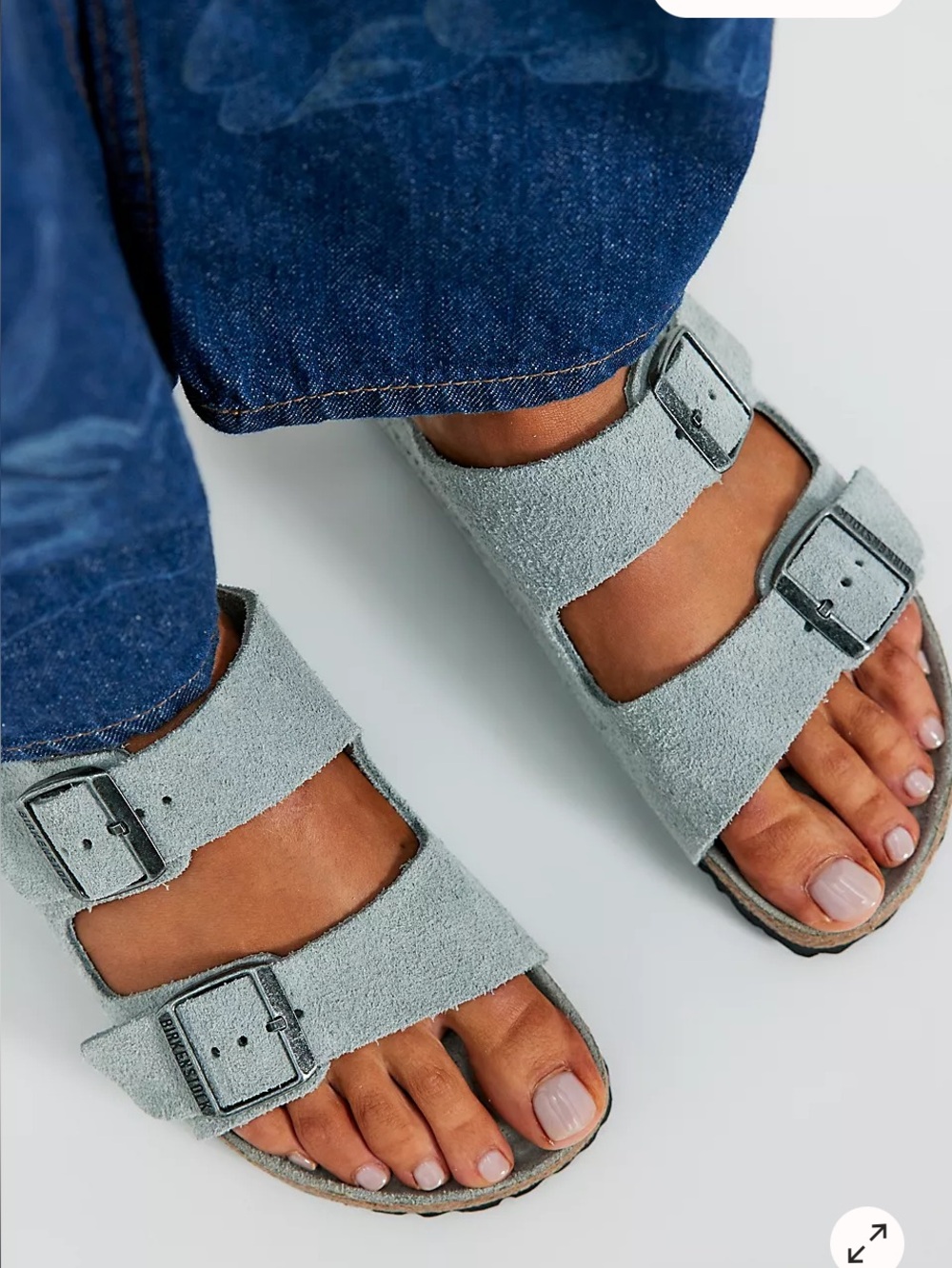 NWOB BIRKENSTOCK Arizona Softbed Light  Blue Suede Sandals Size 36 Narrow